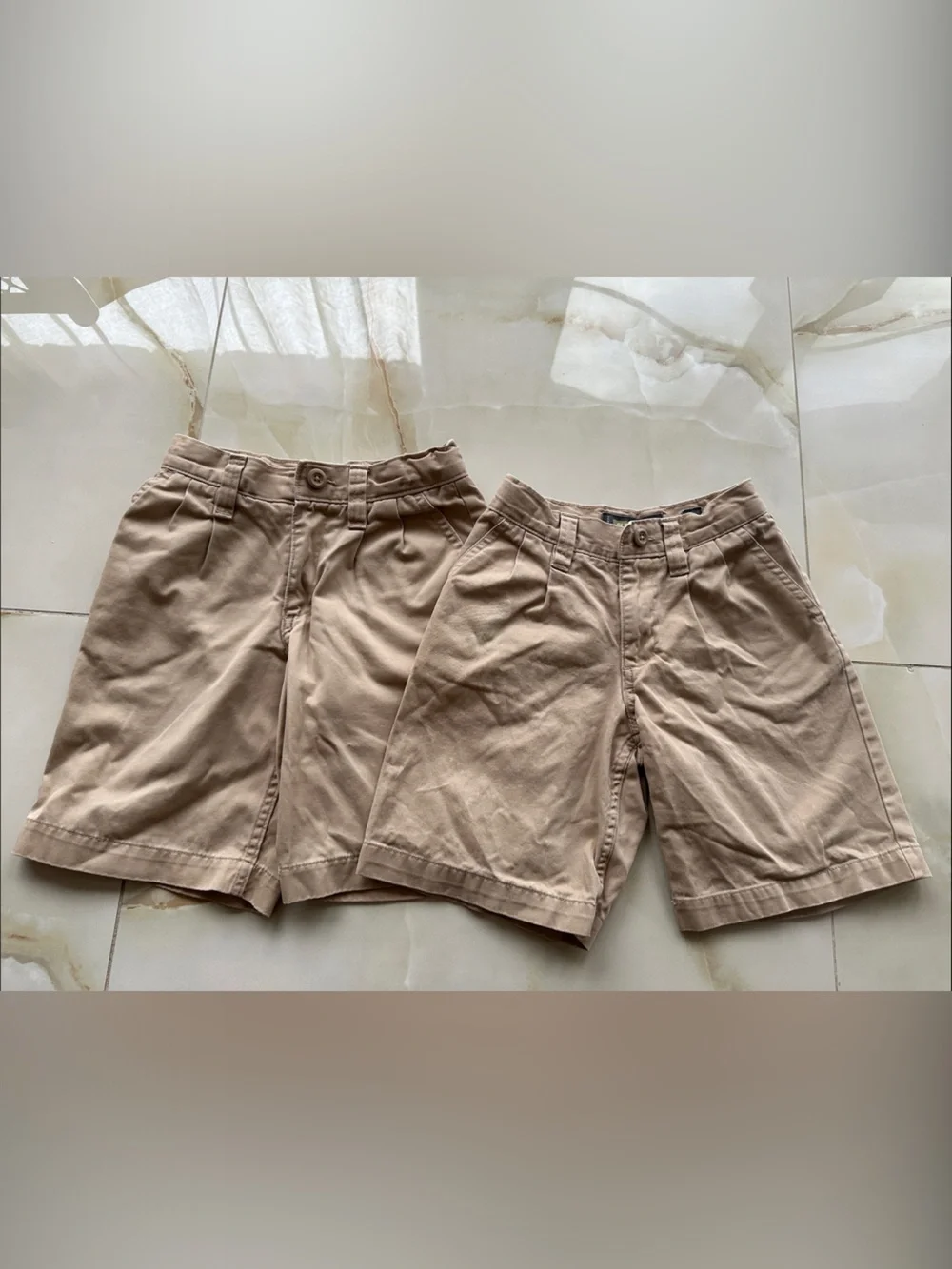 Old Navy Boys Tan Chino Shorts - Neutral Khaki Pair